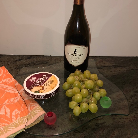 Modern Glass Footed Serving Platter/Cheese Board - Picture 1 of 8